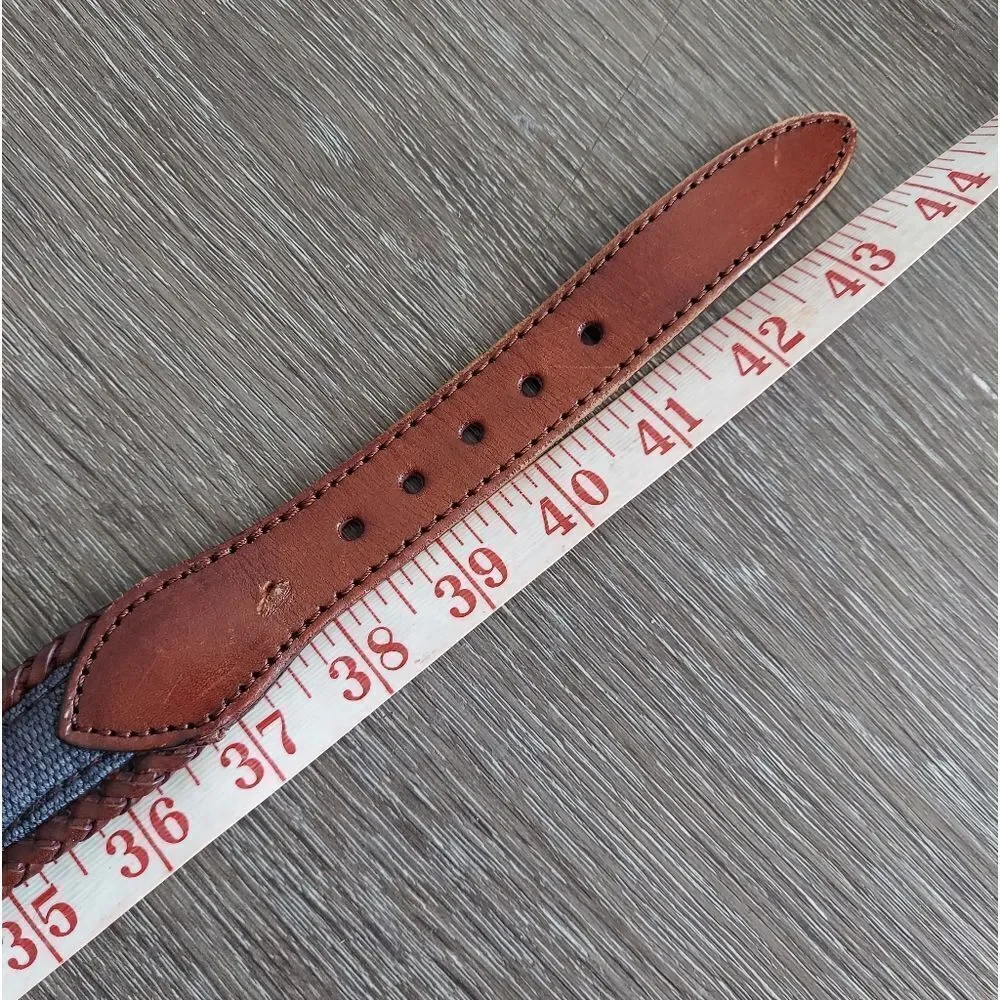 Vintage REI Tapestry Brown Leather Belt Solid Brass Buckle Size 40